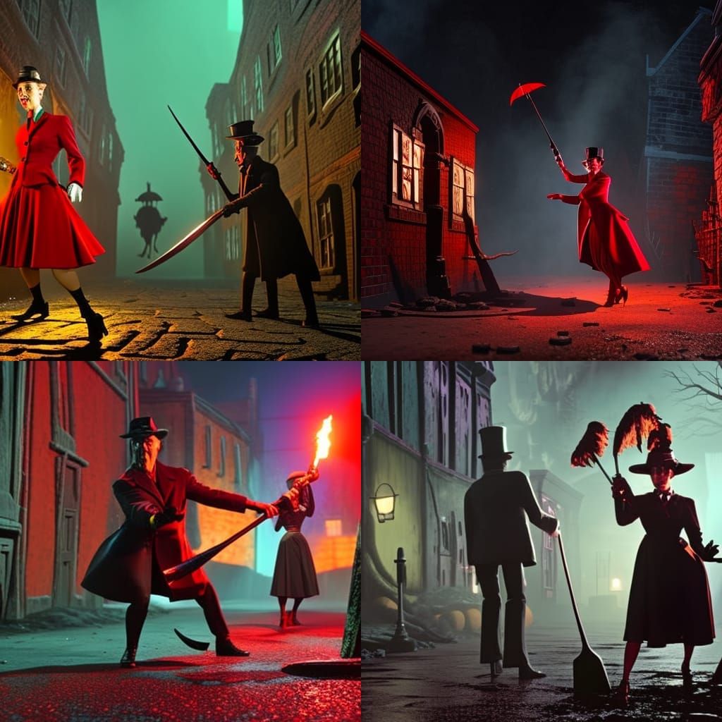 Mary Poppins vs Gumby: Cyberpunk Alley Battle
