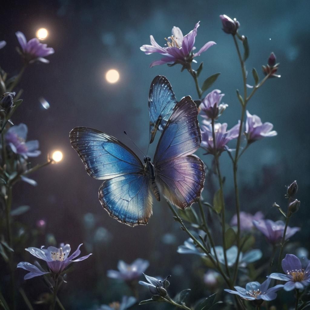Moonlit Butterfly in Dreamlike Surrealism