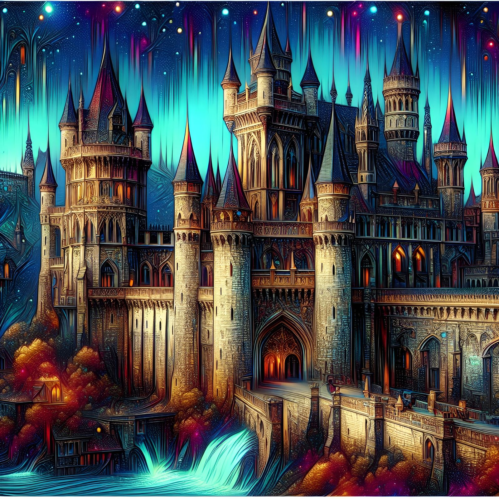 Fantasy Castle in Splash-Art Style