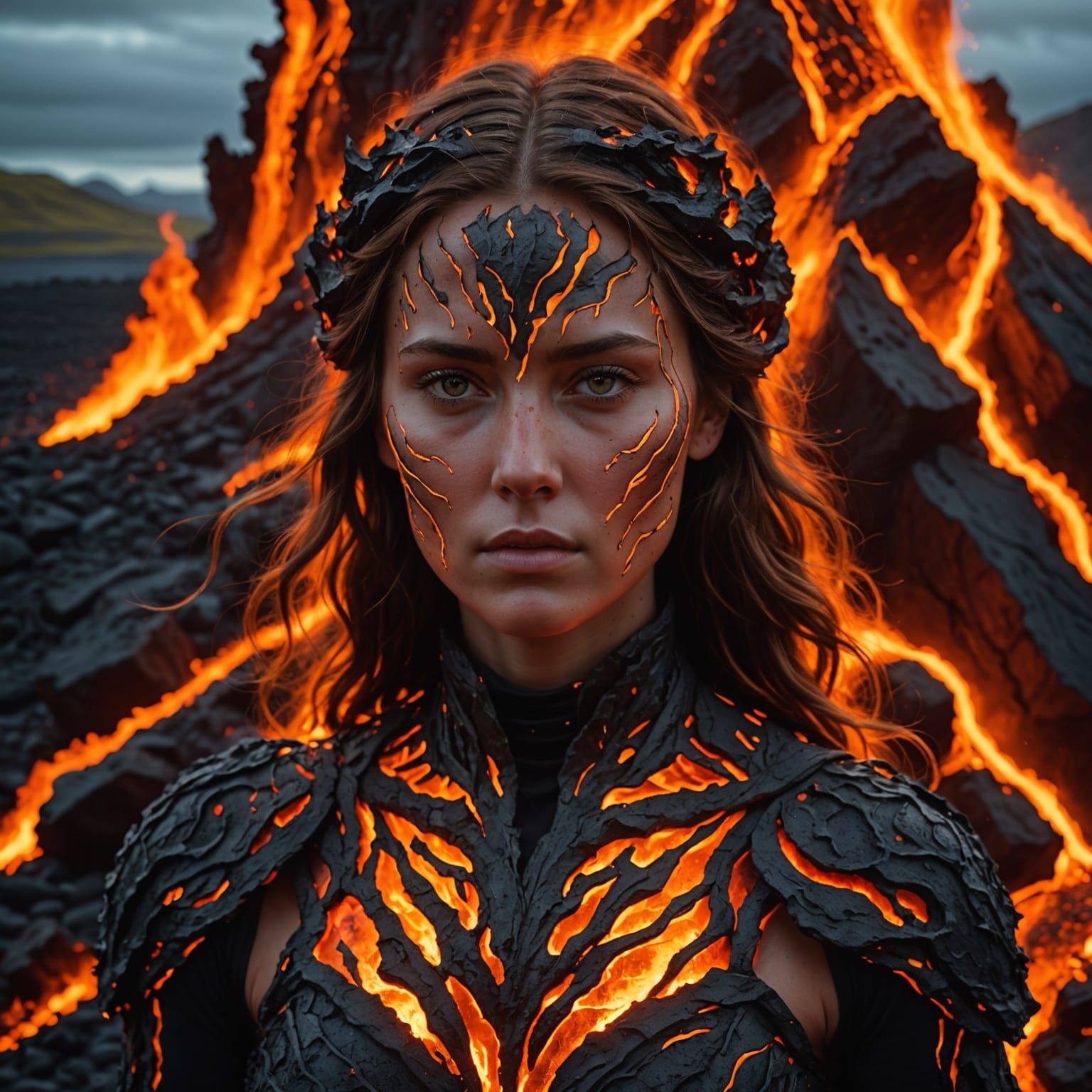 Lava Woman in Iceland: Hyperrealistic AI Art
