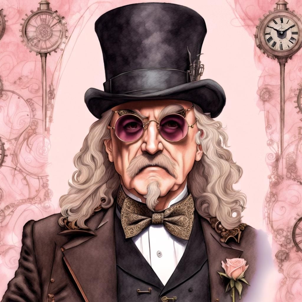 Billy Connolly in Steampunk Attire with Rabbit Ears