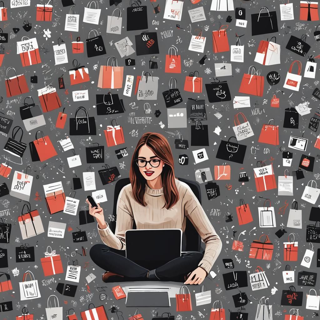 Woman Immersed in Black Friday Online Shopping