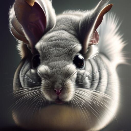 Demonic Chinchilla Portrait in Hyperdetailed Digital Art