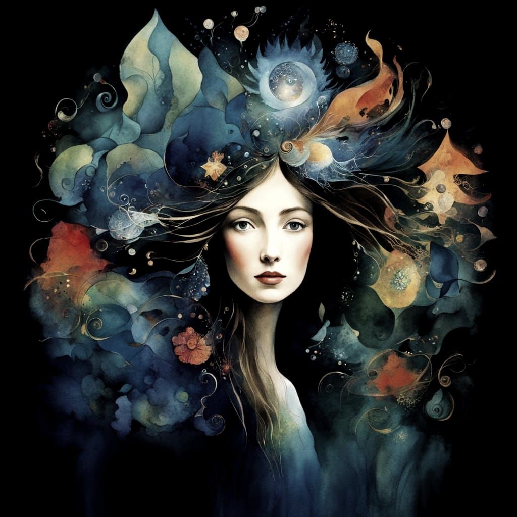 Surreal Watercolor Portrait in Chagall Style