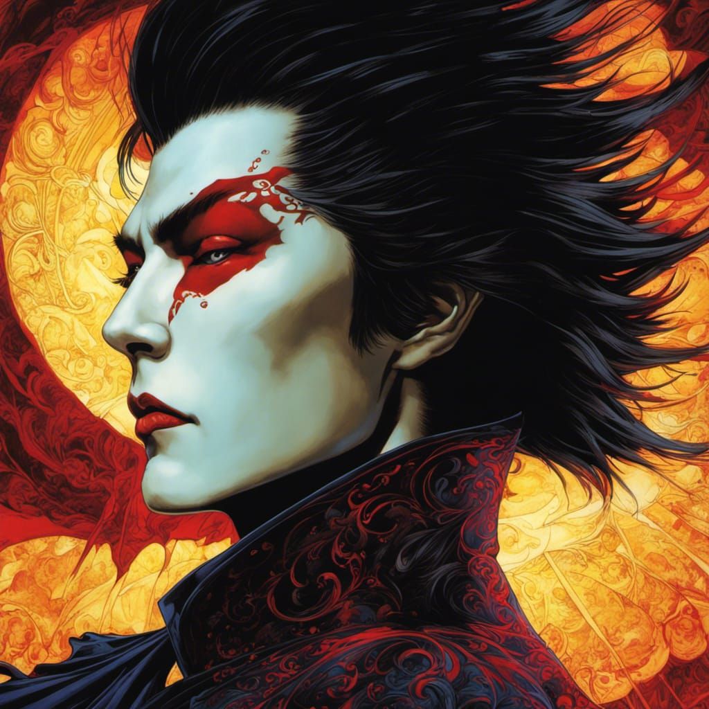 Neo-Gothic Vampire Portrait in Rich Deep Colors