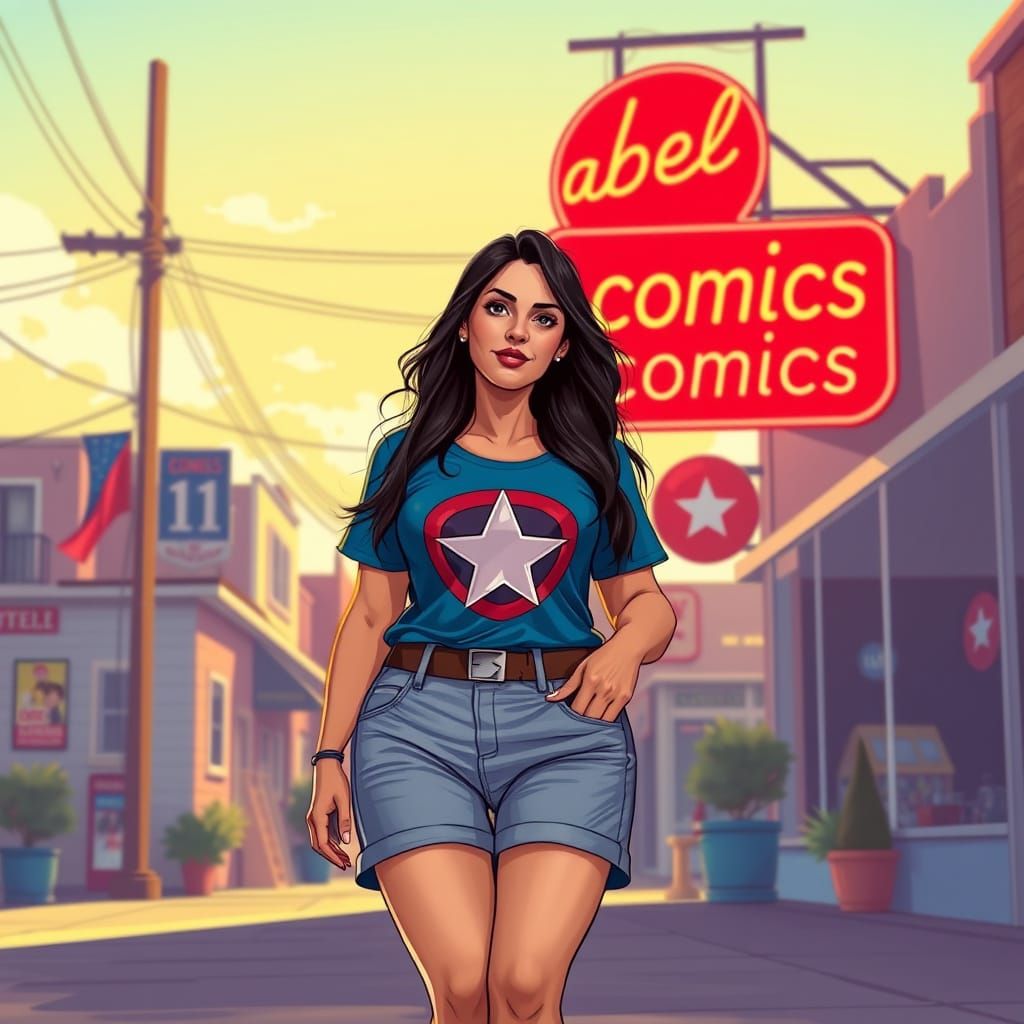 Filipina in Art Nouveau Style Walks Through Town