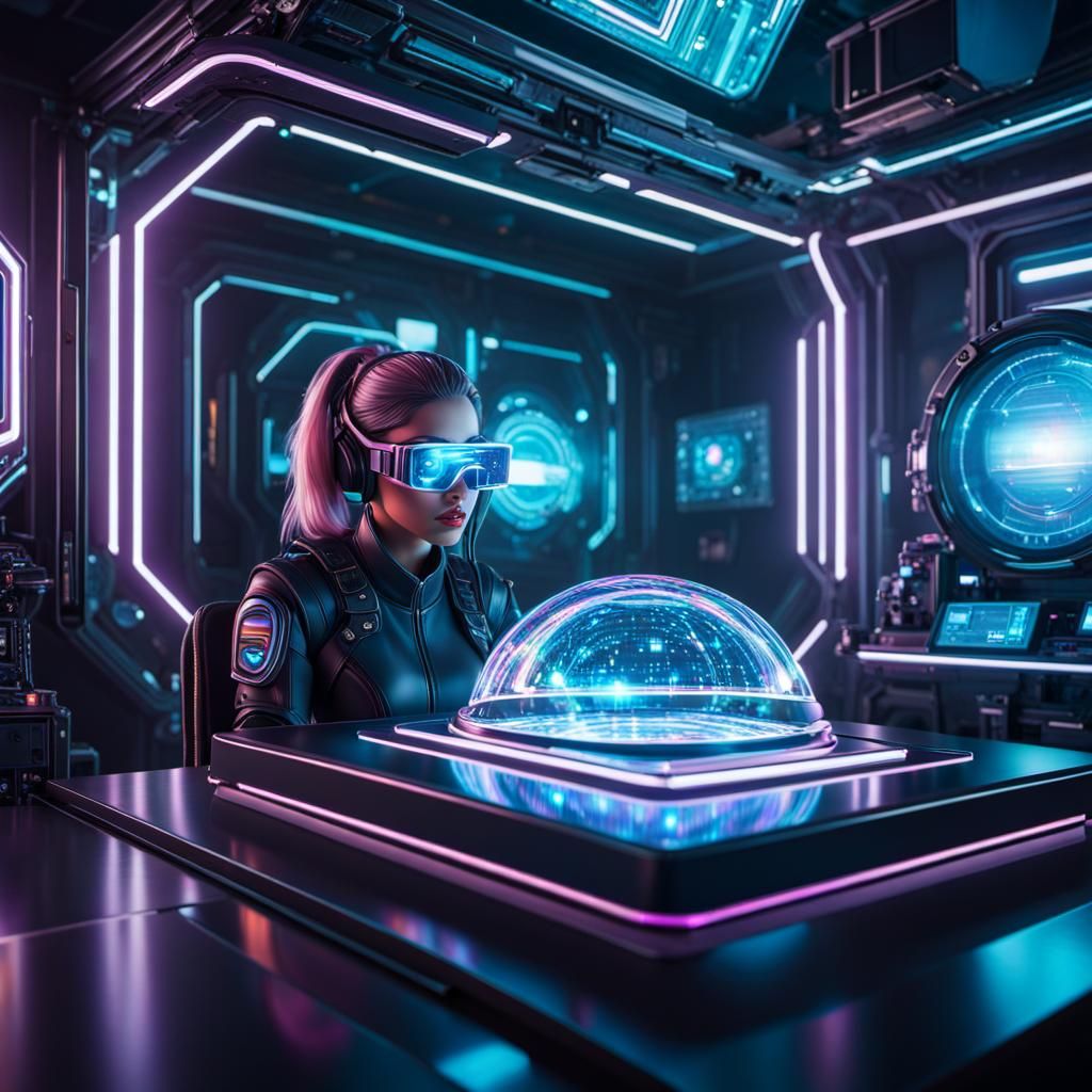 Holographic Cyberpunk Art with 3D Effect