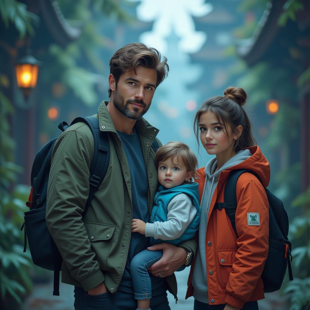 Family Portrait in Detailed Fantasy Matte Painting