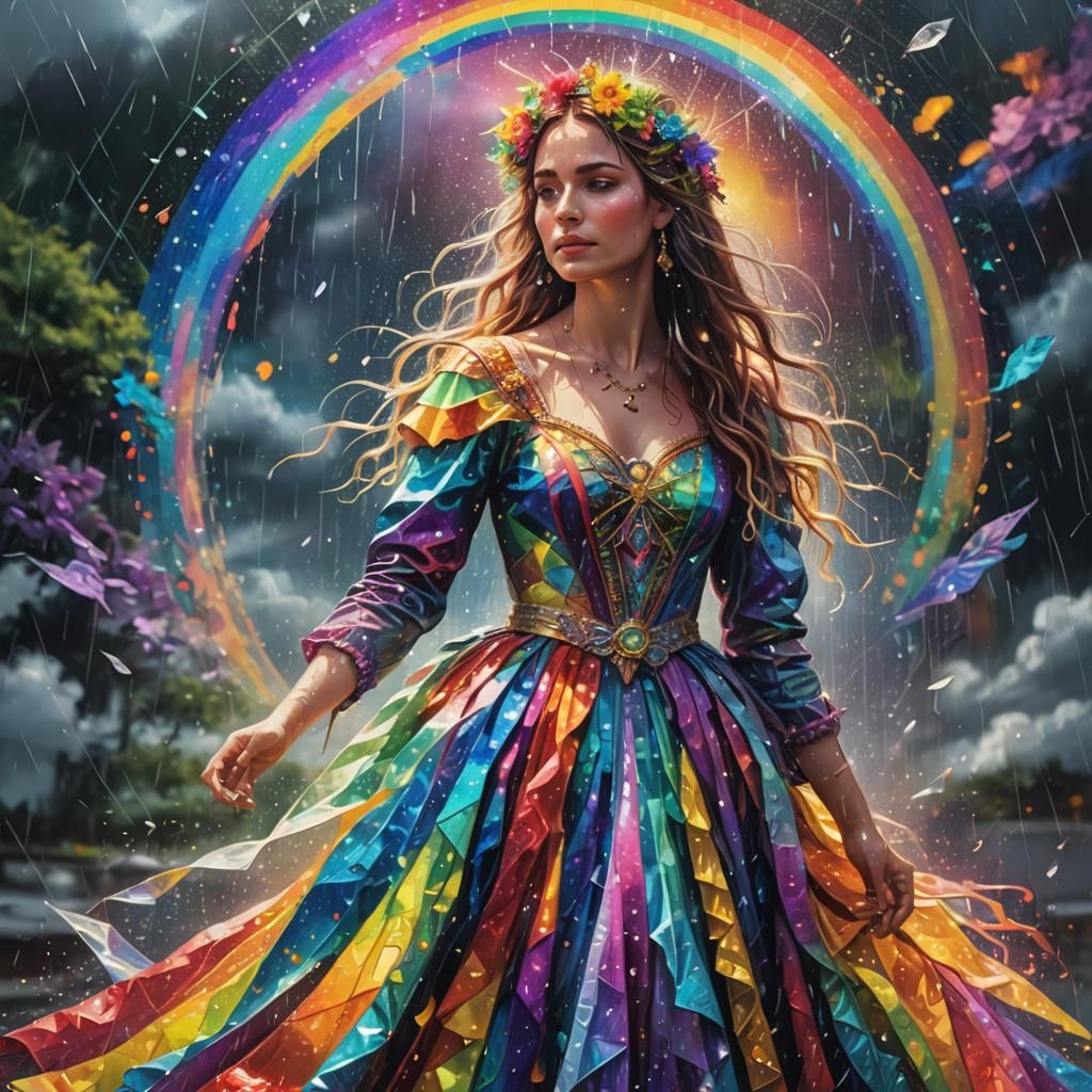 Rainbow Wedding Dress in Astral Cosmic Illustration
