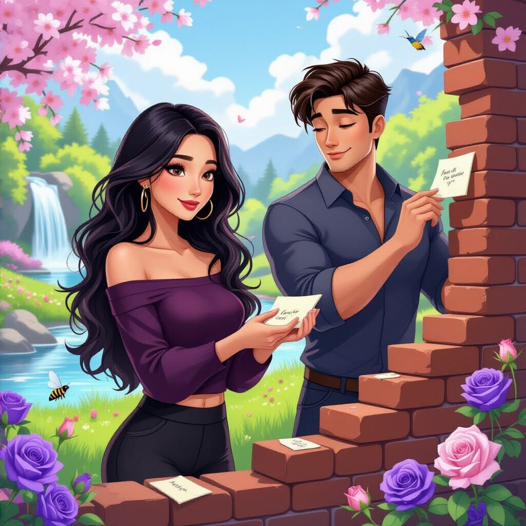 Animated Serene Spring Meadow Wall Construction