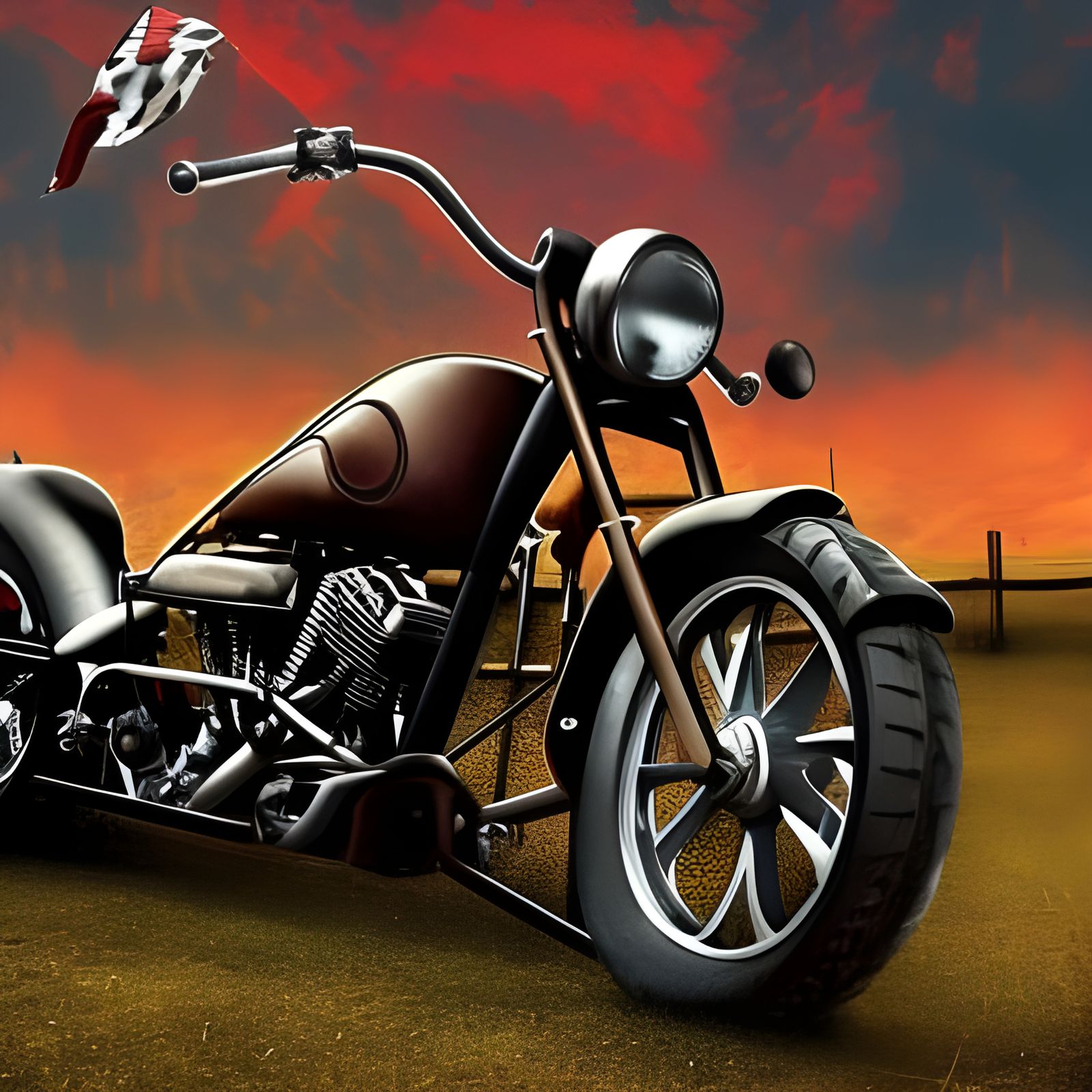 Easy Rider Harley Chopper in Barn, Digital Matte Painting
