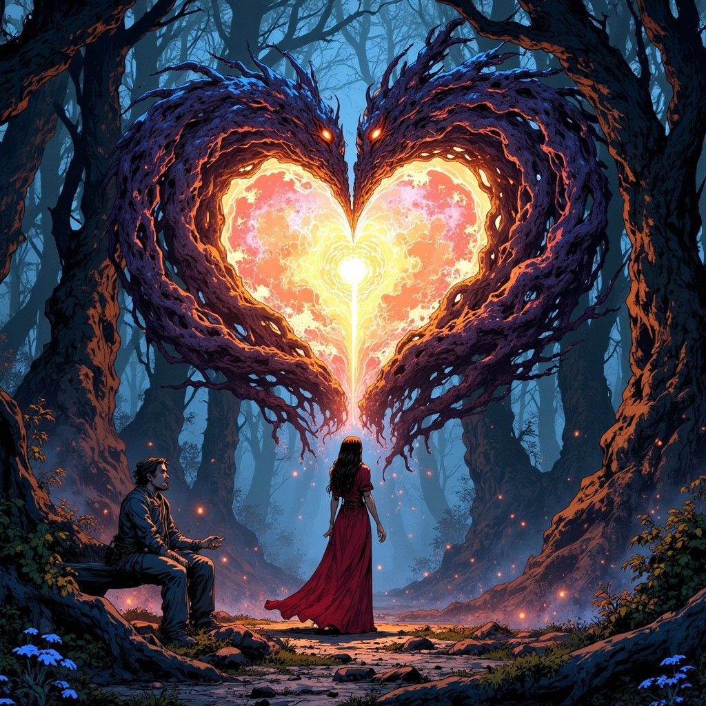 Mystical Crystal Heart in Ethereal Digital Art