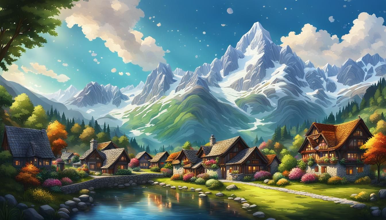 Hyperrealistic Mountain Landscape Concept Art