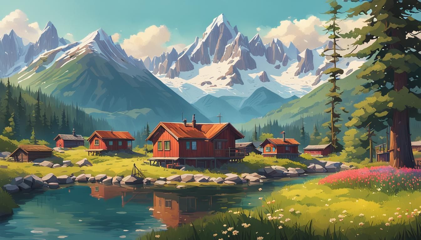 Alpine Majesty: Snow Peaks and Green Valleys