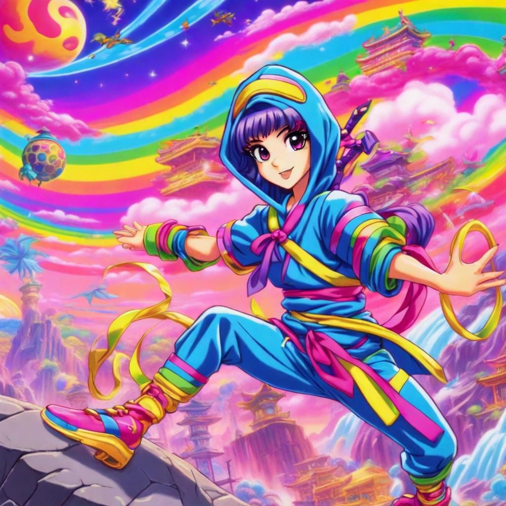 Lisa Frank Anime Ninja Action Pose Adventure