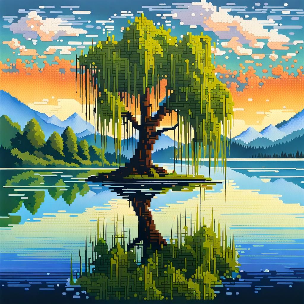 Pixel willow tree