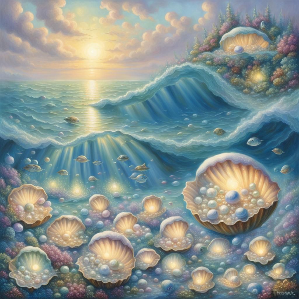 Radiant Pearls in Ethereal Underwater Fantasy