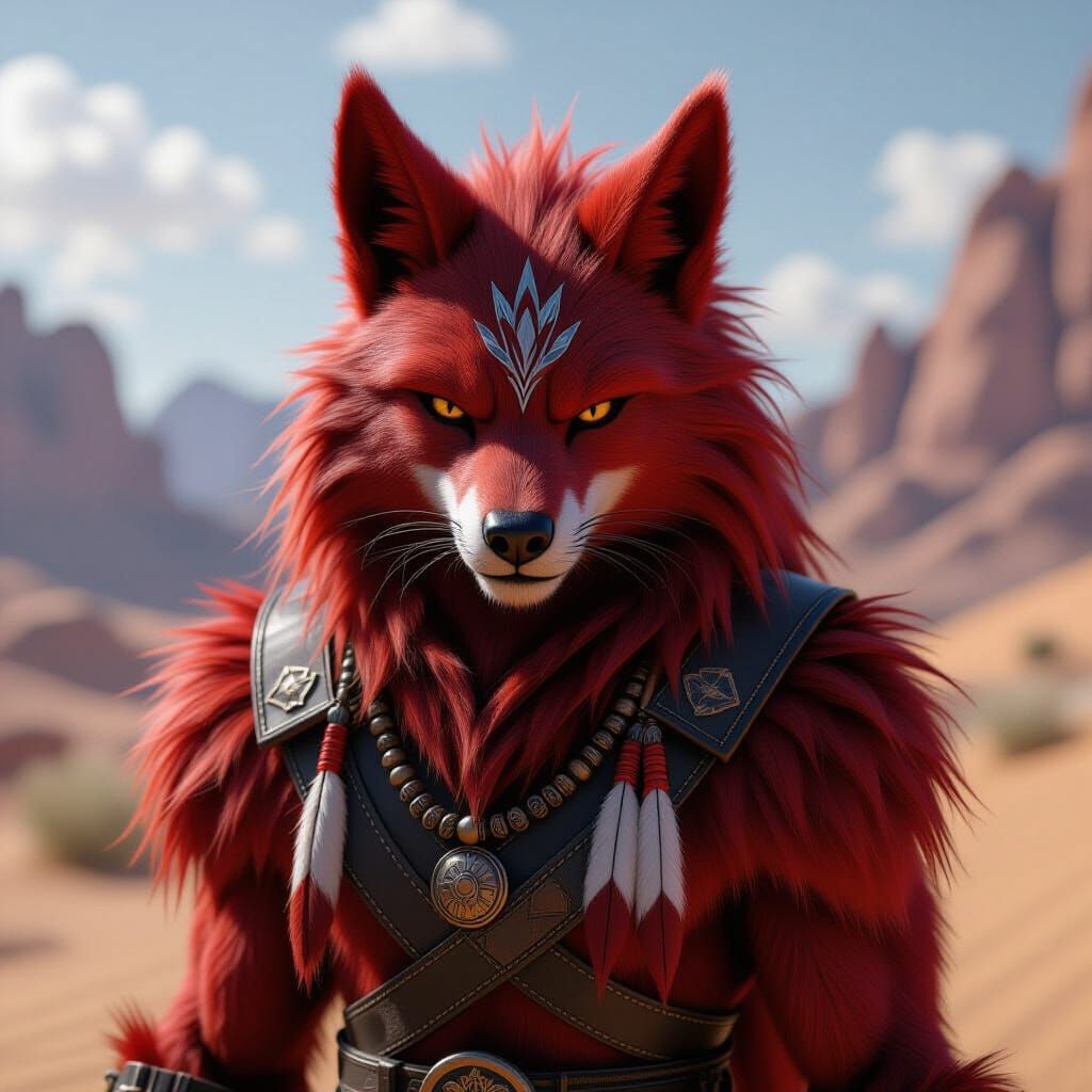 Red XIII Character Portrait in Final Fantasy Style