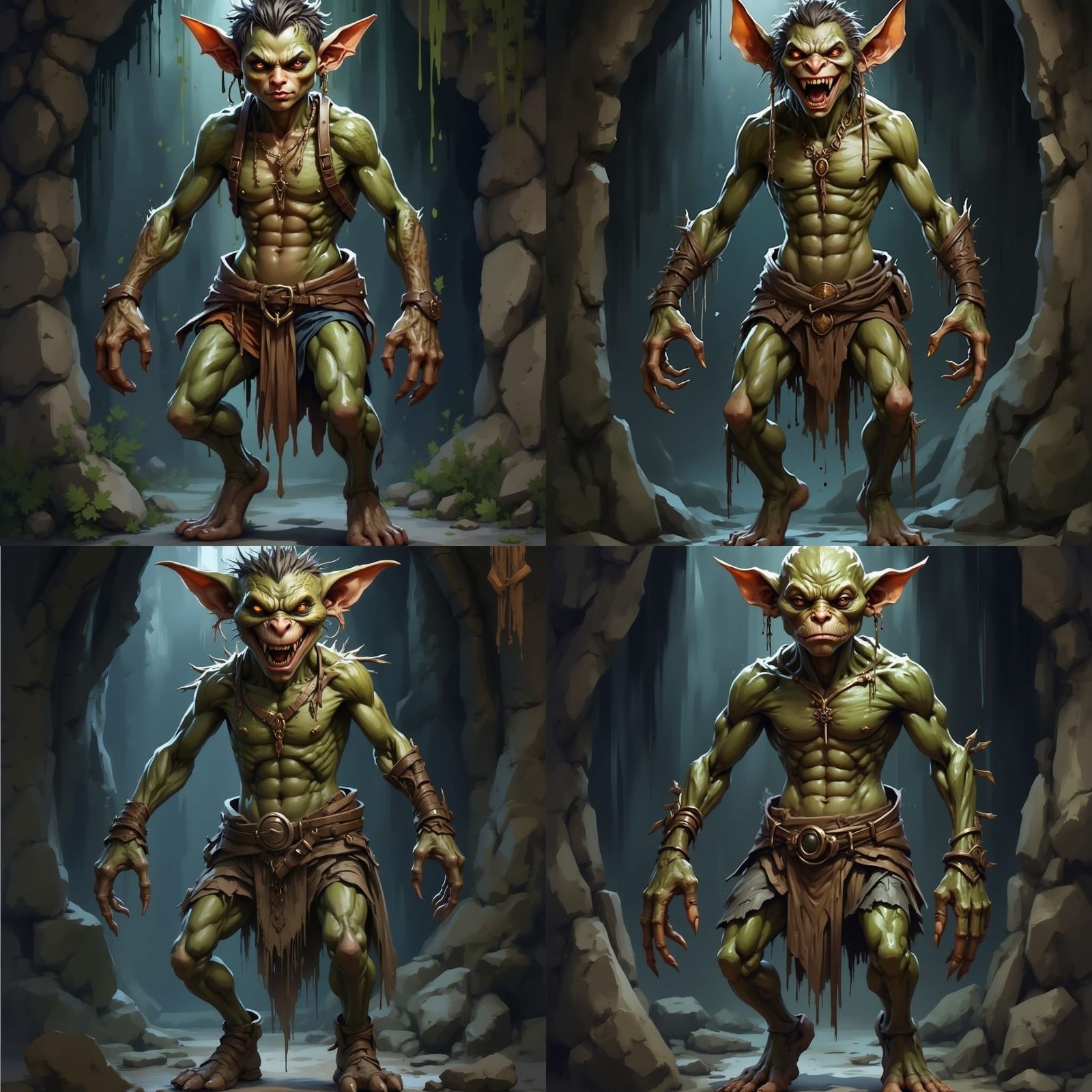 Detailed Goblin Scrapper Illustration in Dank Cave
