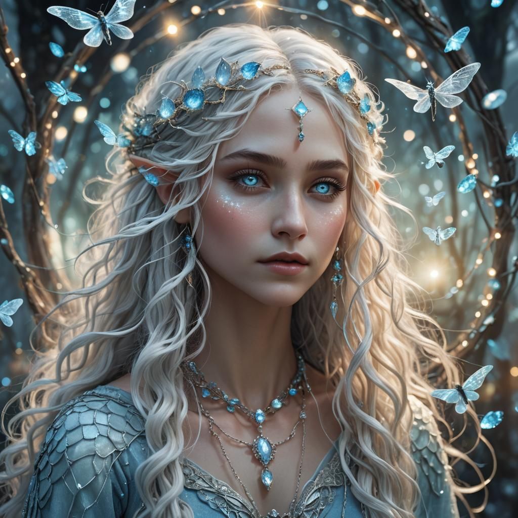 Ethereal Elf Portrait with Luminous Hair