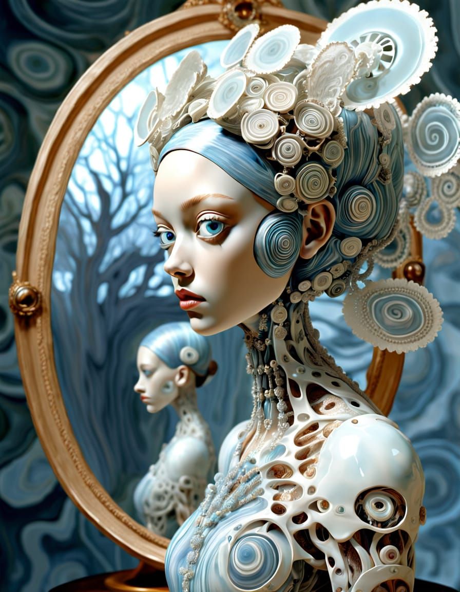 Automatron Audrey's Wirish Whirlington Hair Mirrored in Crazy Lace Agate Whirlingtons & Gray's