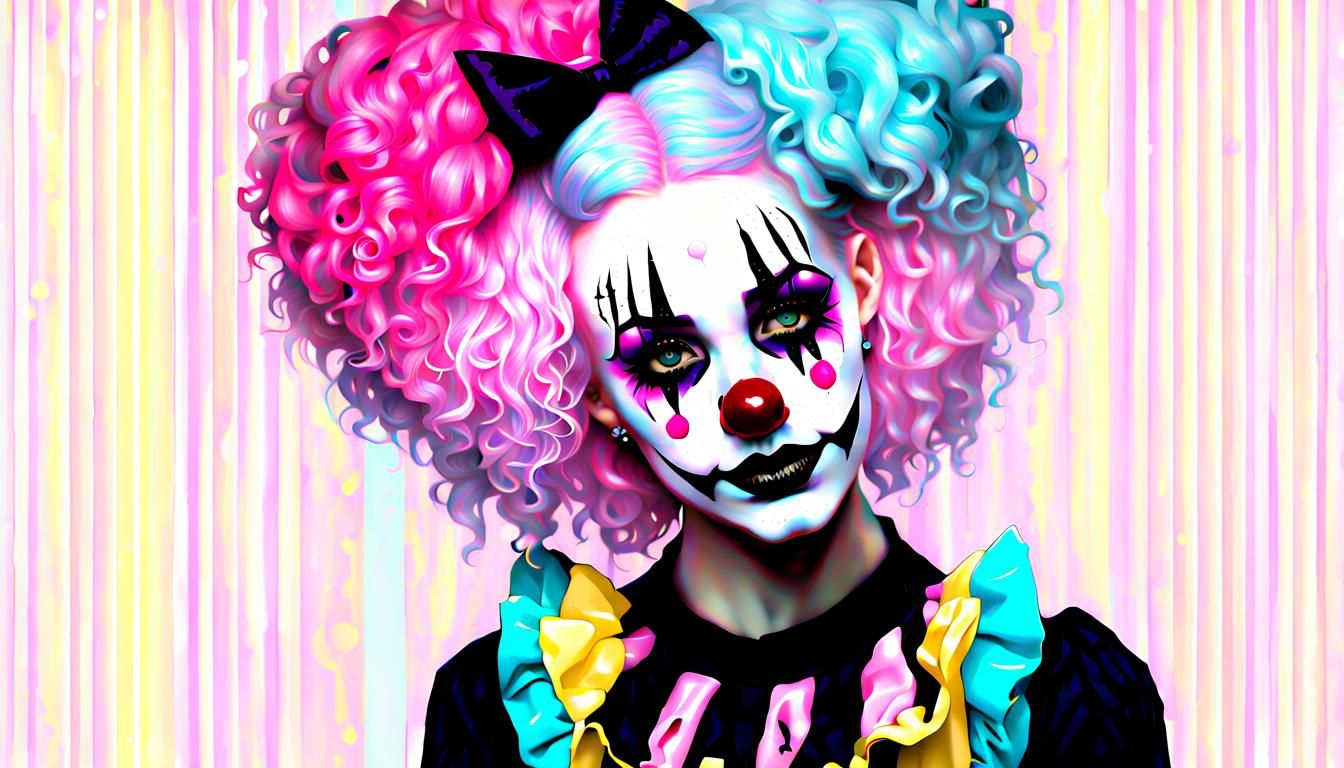 Pastel Goth Clown in Digital Art