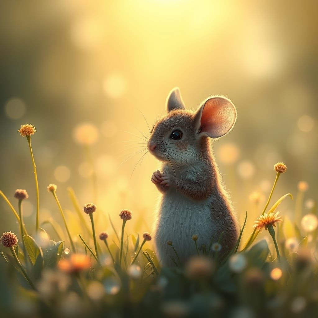 Shy Mouse in Dewy Meadow, Beatrix Potter Style