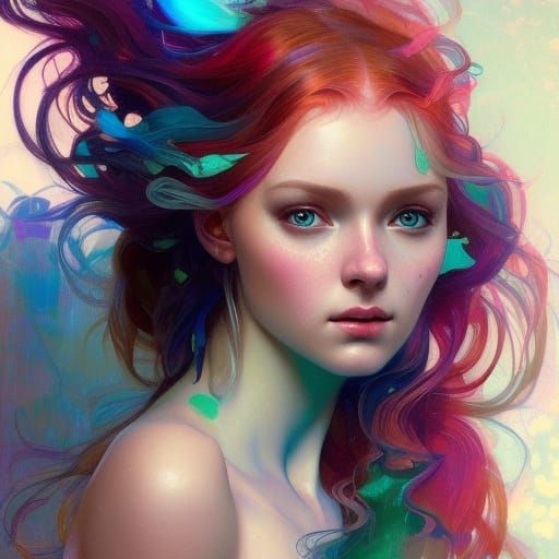 Stunning Mermaid Portrait in Hyperdetailed Splash Art Style
