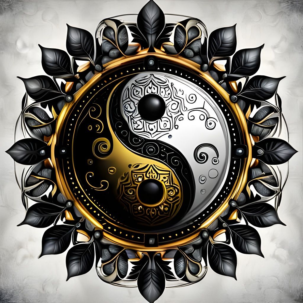 Yin Yang Symbol - Black & Gold