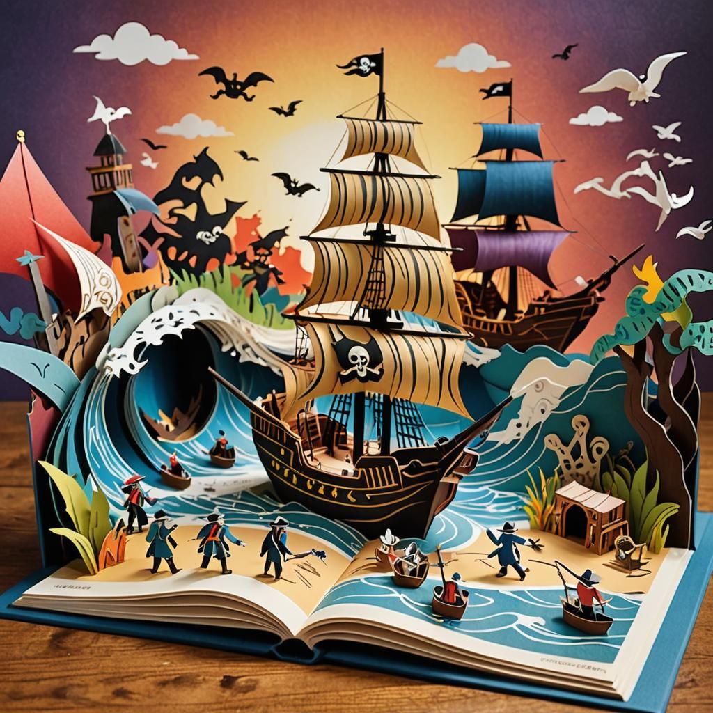 Pirate Story Pop-Up Book in Origami Style