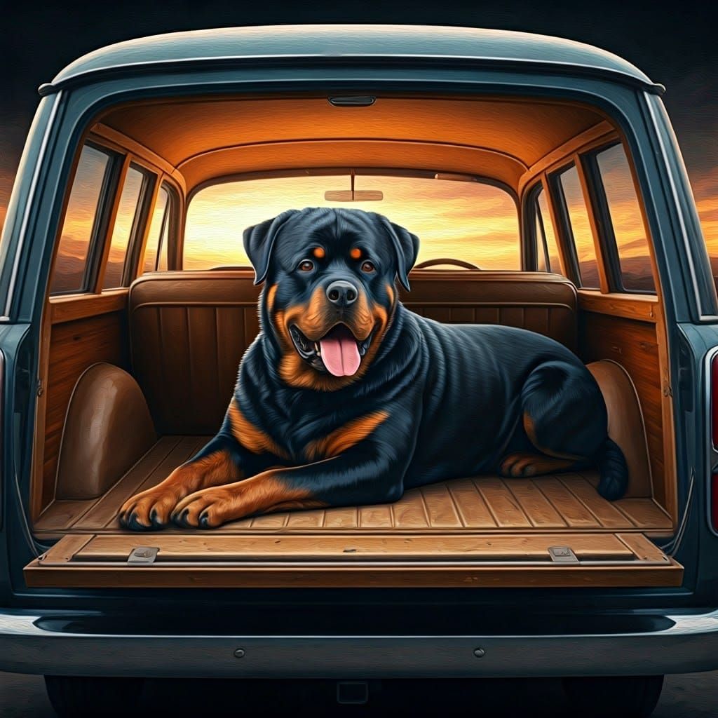 Regal Rottweiler in Sunset Glory