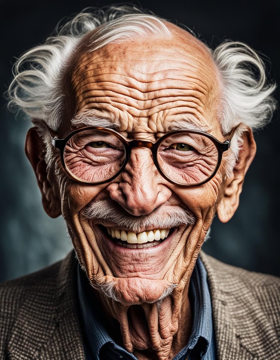 Happy Elderly Man Portrait with Exuberant Smile