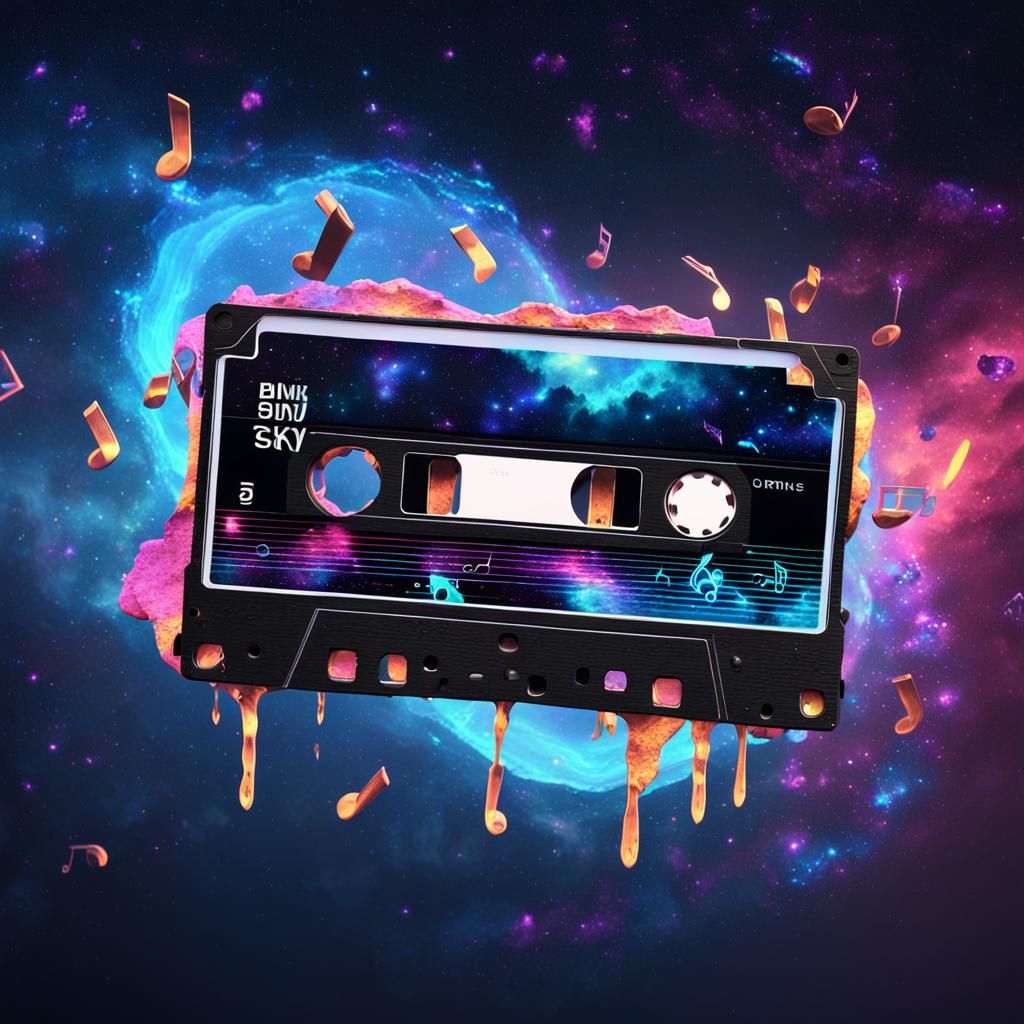 Cassette Tape Unraveling in a Bioluminescent Galaxy