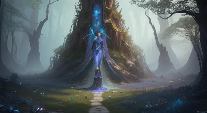 Elven Magic World: Detailed Matte Painting in 8K