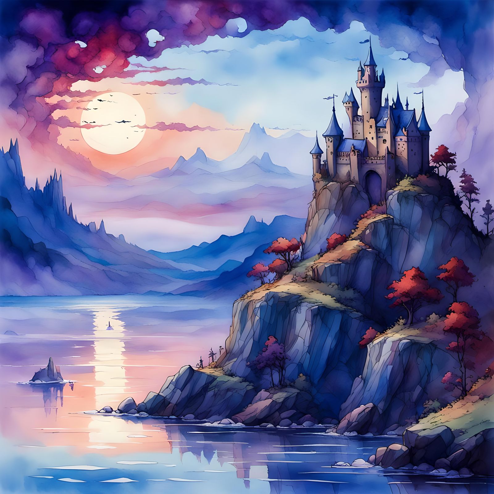 Desolate Castle Landscape in Magical Realist Style