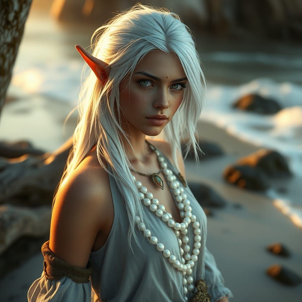 Wood-Elf Beauty on a Fantasy Beach