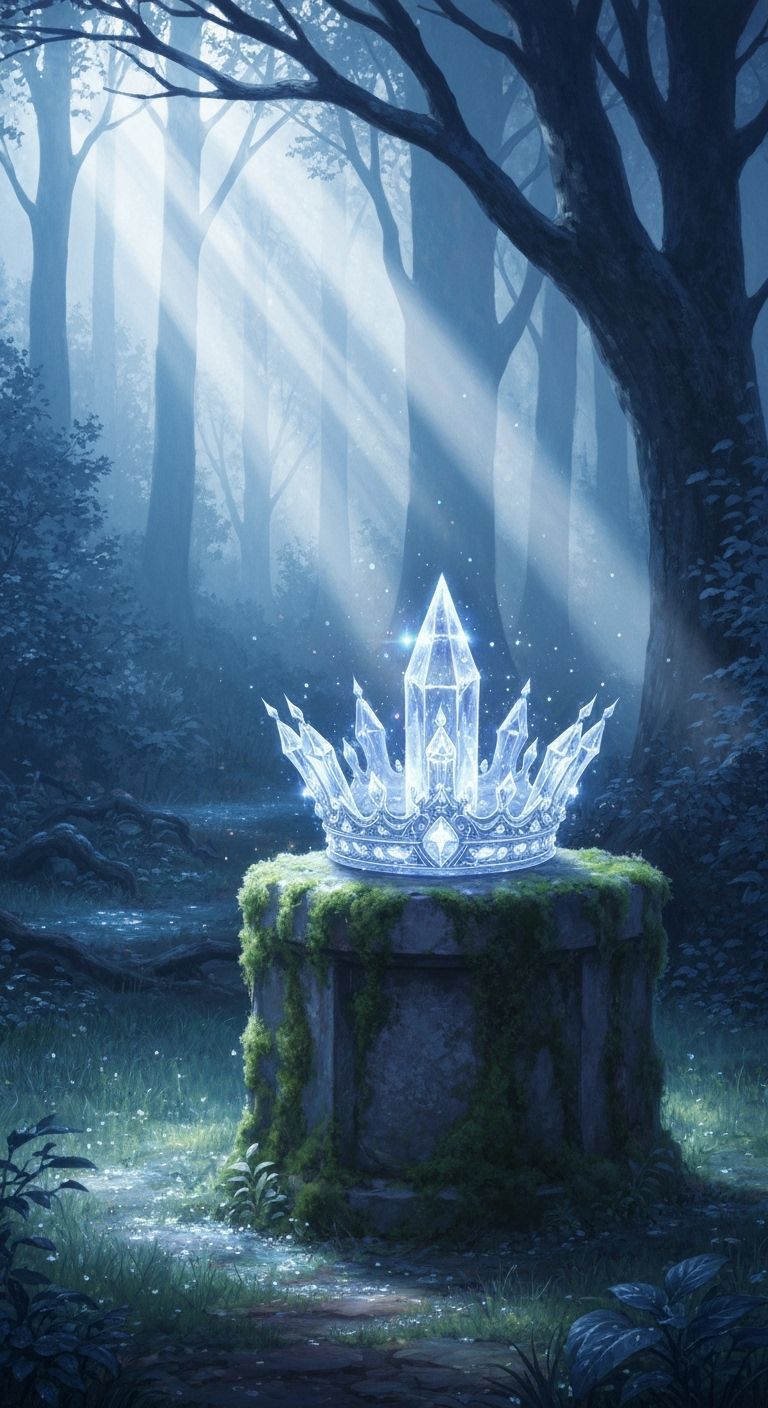Crystal Crown Glows in Moonlight Forest