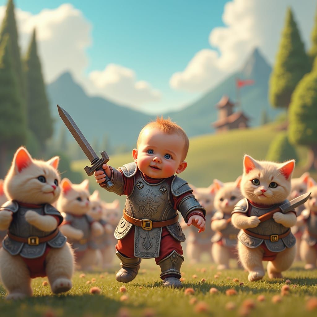 Babies vs Kittens: Dreamlike Battlefield in 8k