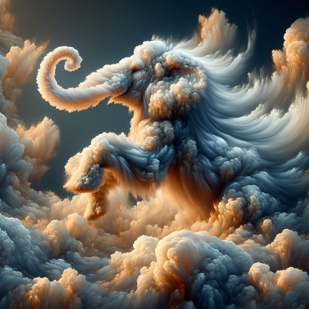 Cloud Elephant: Hyperdetailed Photorealistic Concept Art