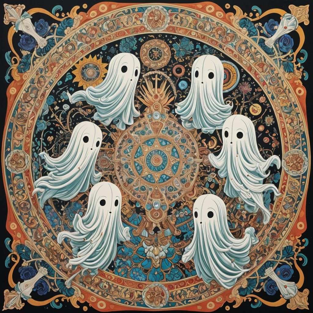 Vibrant Silk Scarf in Whimsical Pop Surrealism Style