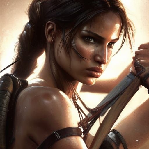 Lara Croft Portrait in Hyperdetailed Style