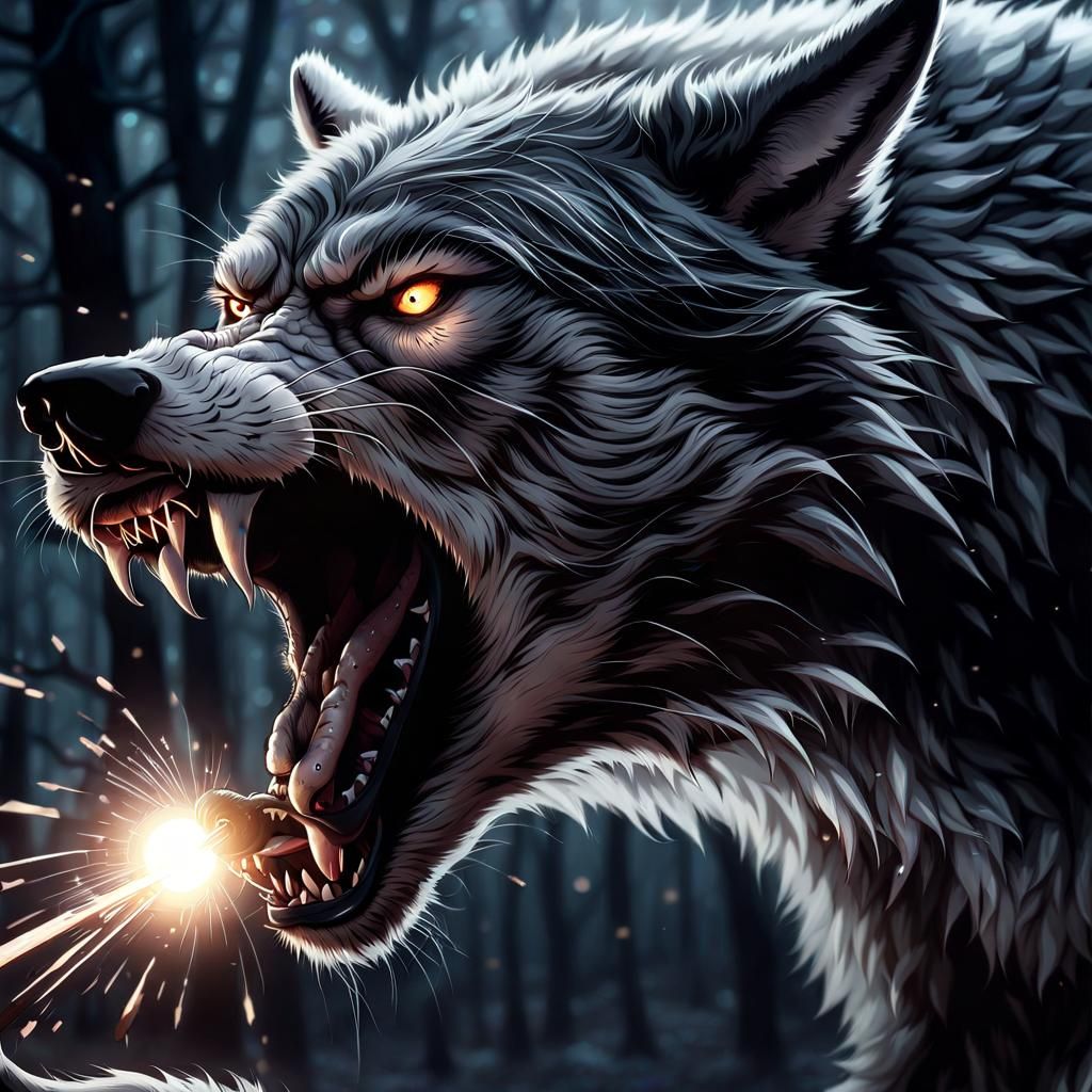 Hunter and Werewolf: Dark Fantasy Action Scene