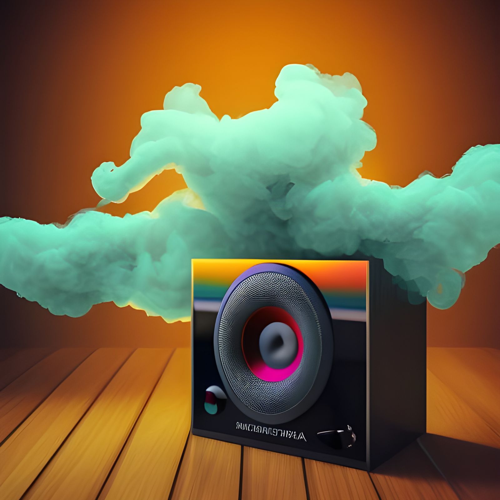 Stereo Speaker Emitting Smoke in Photorealistic Style