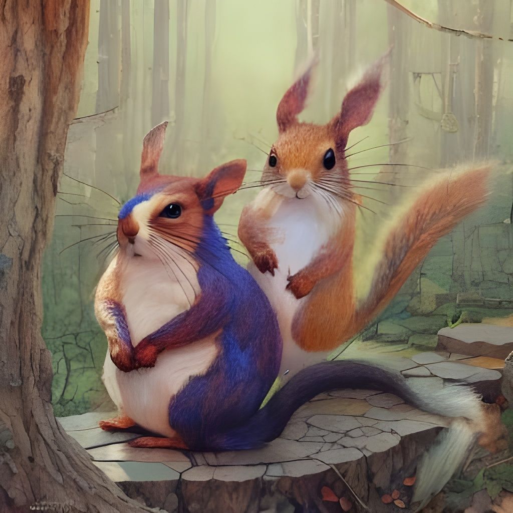 Whimsical Squirrels Attend School: Fairycore Illustration