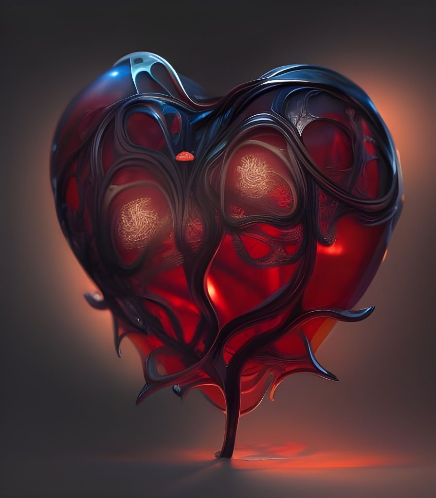 Glass Heart with Copper Ornaments Digital Art