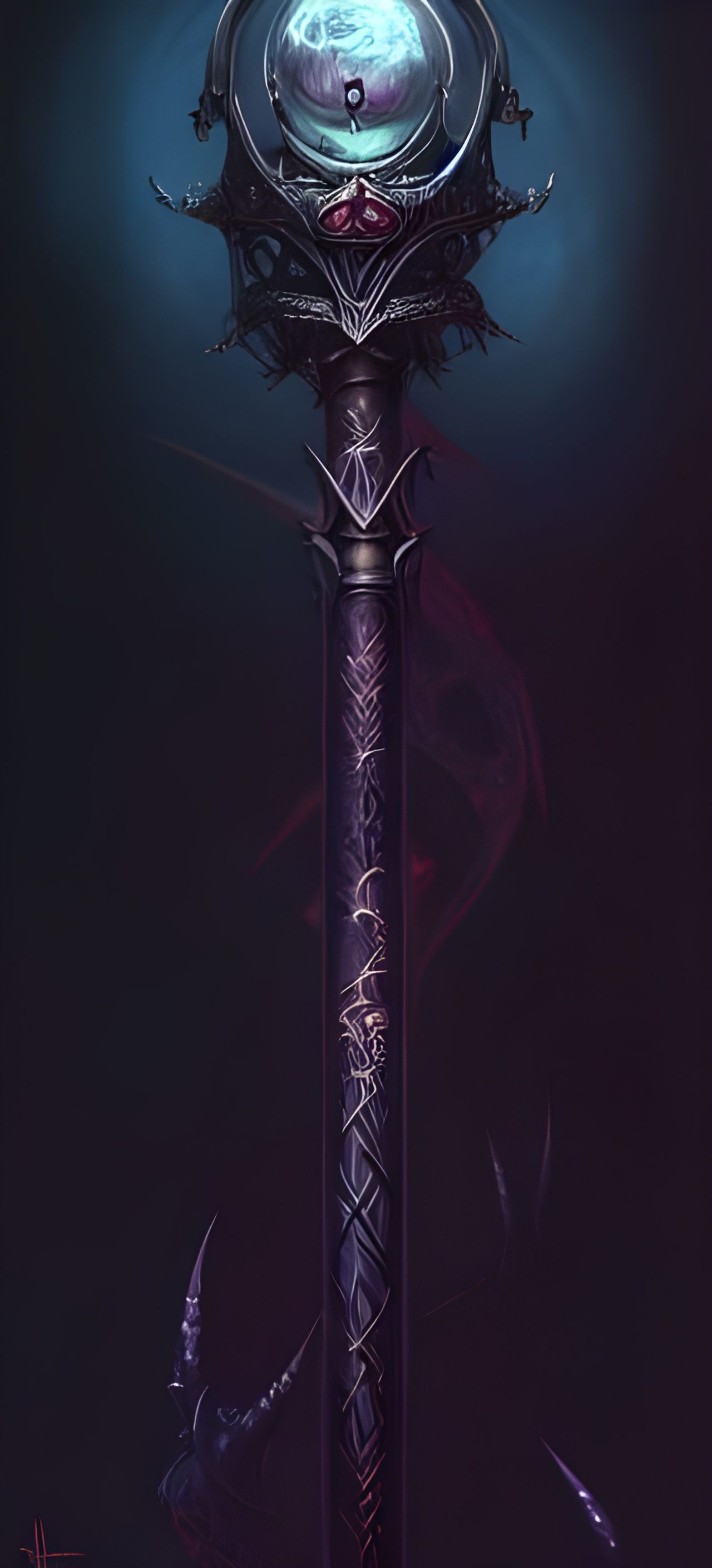 Enchanting Dark Magic Staff Concept Art
