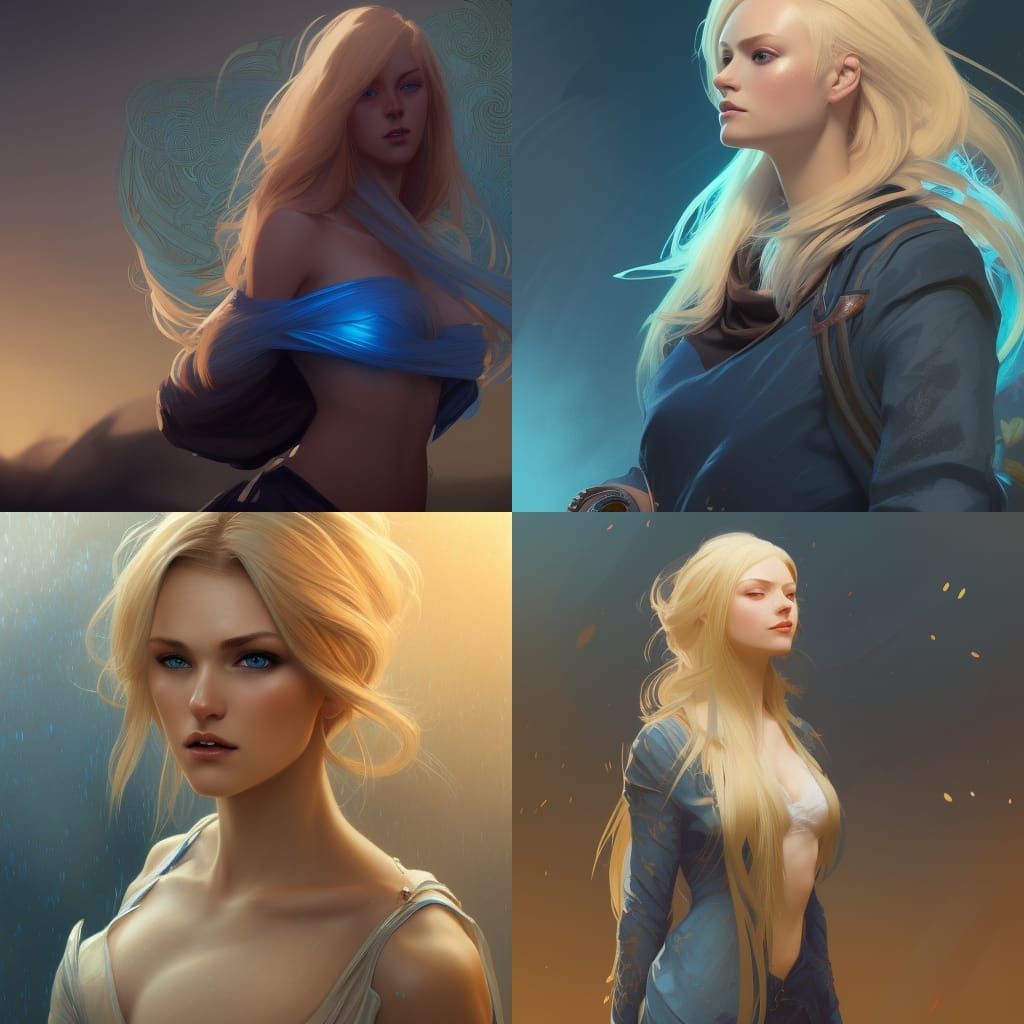 Blonde Woman Portrait in Art Nouveau Style