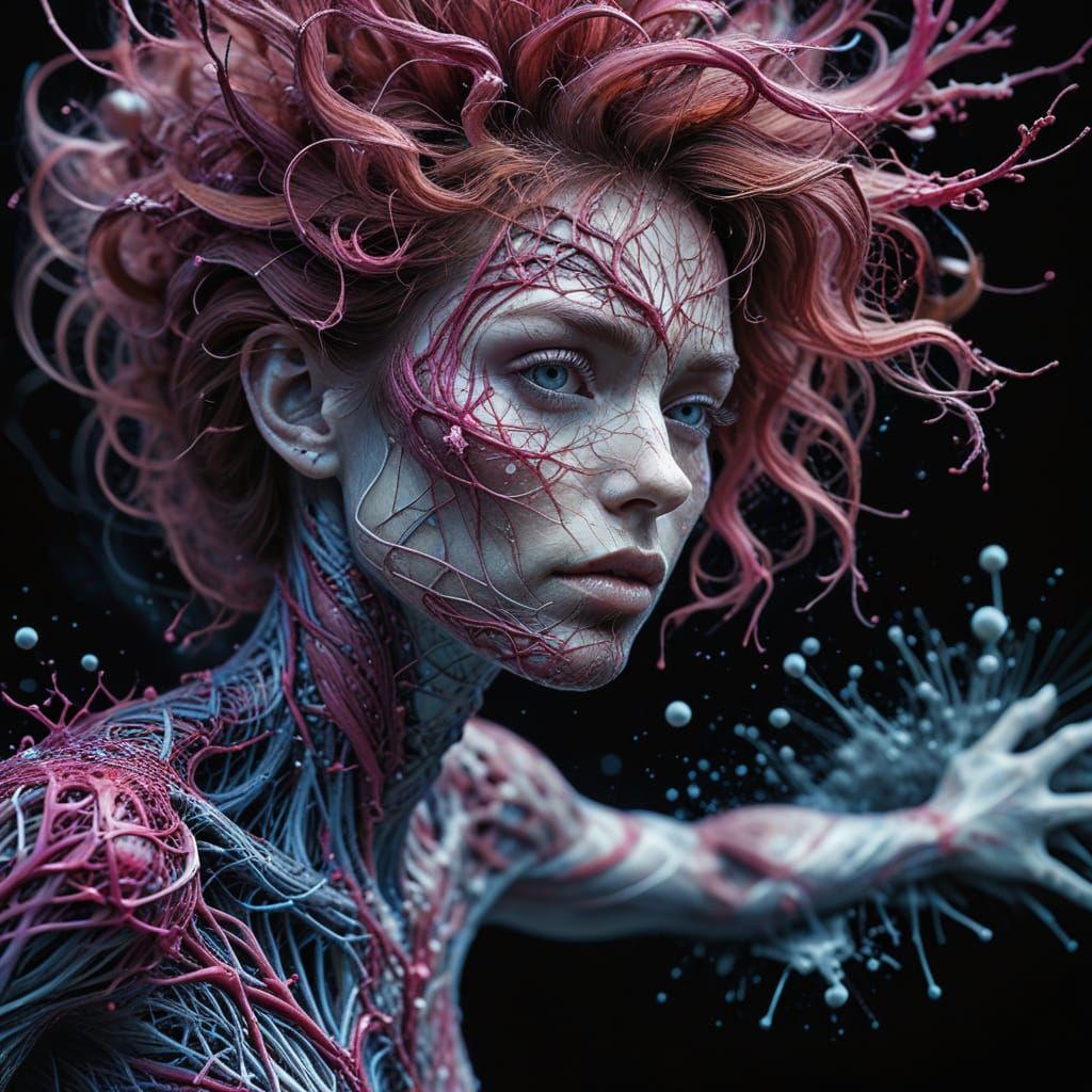 Microscopic Woman in Loveheart Form with Plasma Colors