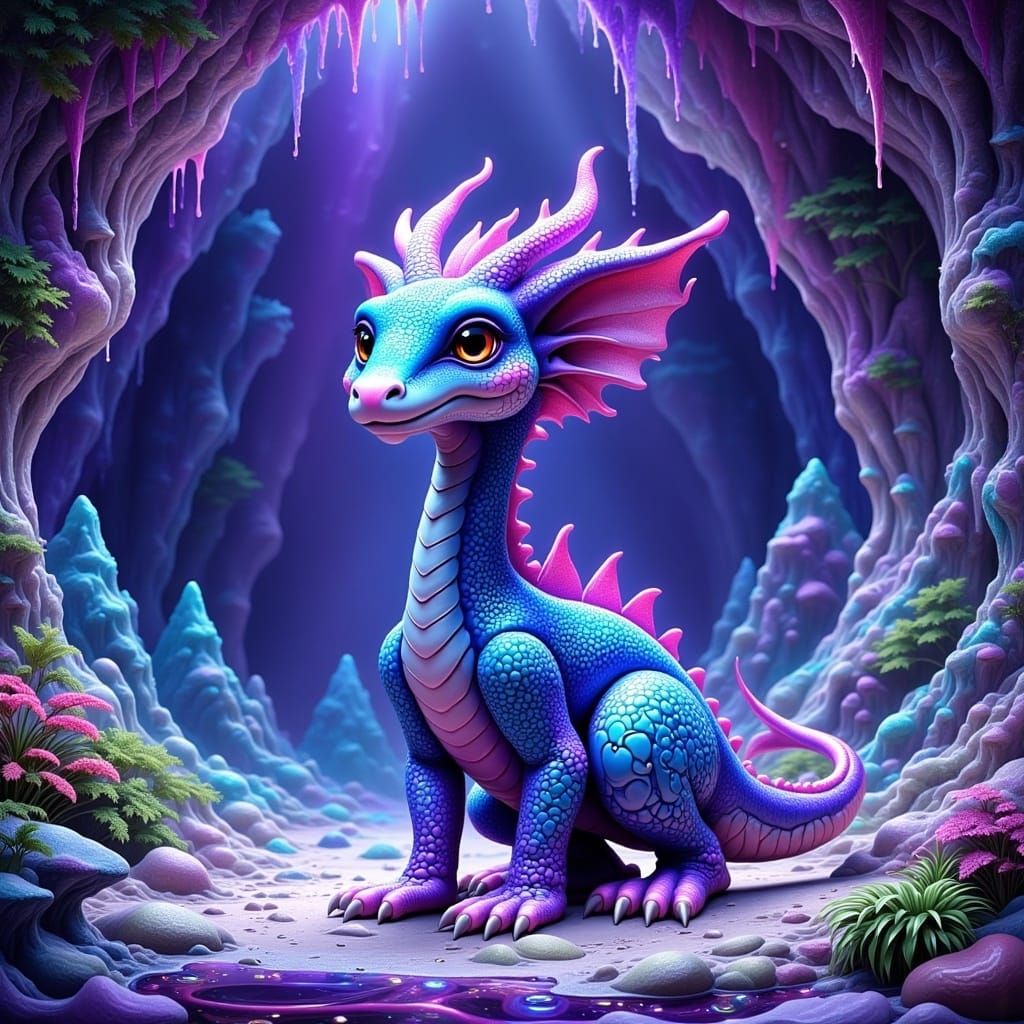 Bipedal Crystal Dragon in Vibrant Hues