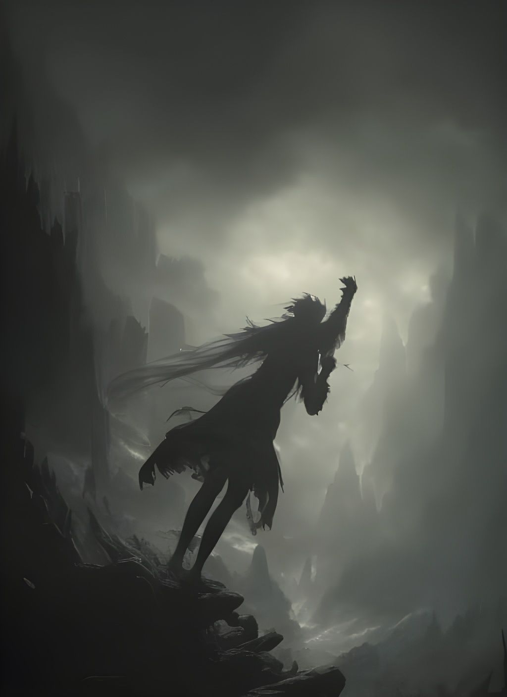 Dark Fantasy Mourning Hymn in Anime Style